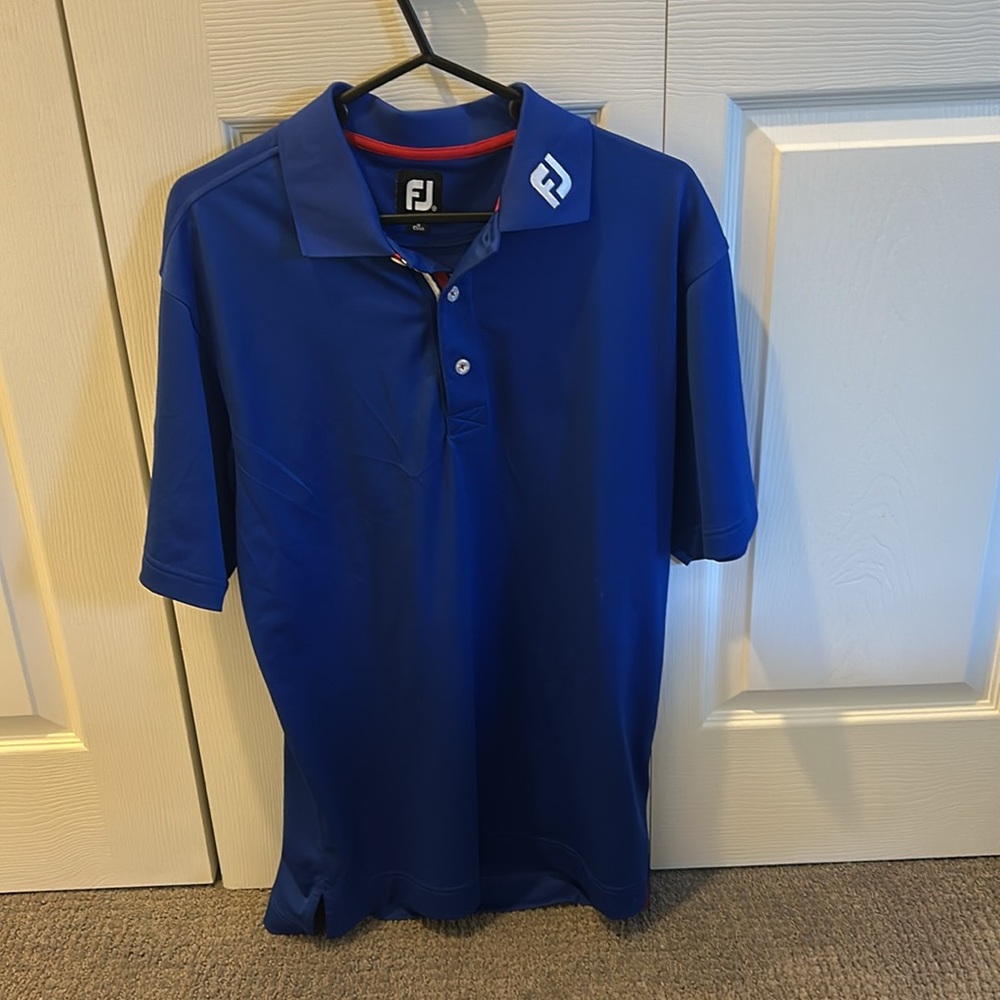 FootJoy Peter Uihein Men’s Blue and Red Golf Polo Netjets Audemars Pigue M